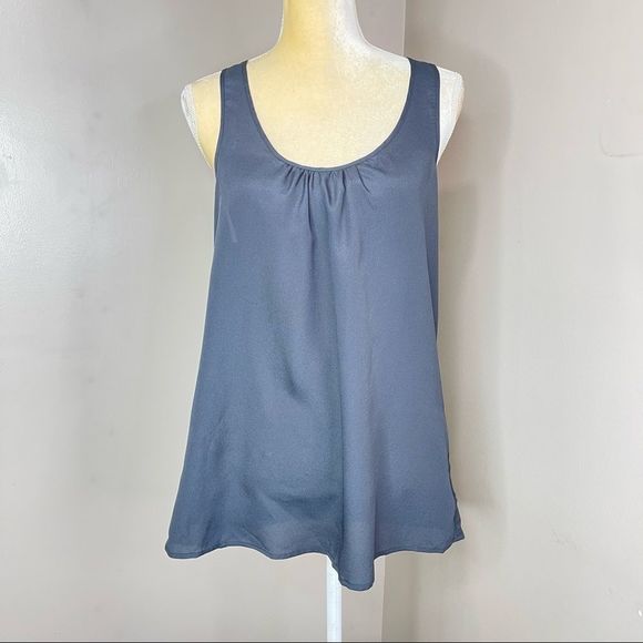 Women Tank Top Large Gray Racerback Pleated - Picture 2 of 13